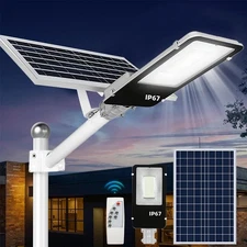 NEW Commercial Solar Street Lights Outdoor Dusk to Dawn Super Bright Aluminum