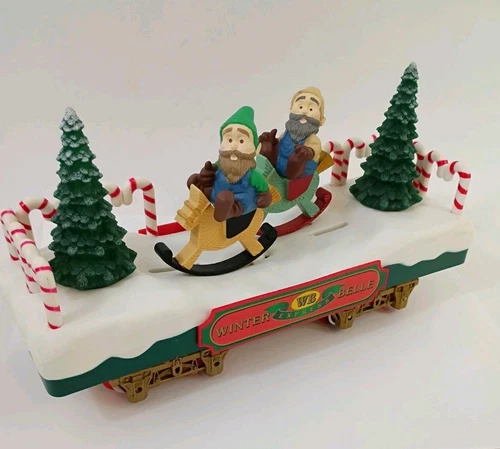 RARE New Bright Holiday Express Santa Land Train Car ANIMATED ELF ROCKING HORSES