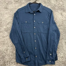 Ibex Shirt Men’s Medium Blue Merino Wool Blend Long Sleeve Button Up 