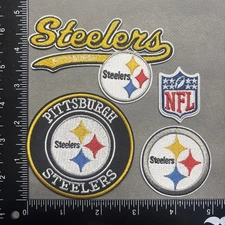 LOT OF 4 PITTSBURGH STEELERS IRON ON EMBROIDERED PATCHES