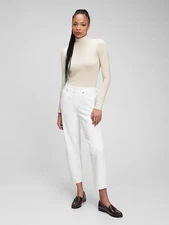 GAP Modern Turtleneck Long Sleeve Roll Funnel Neck Top Birch Beige Size M Medium