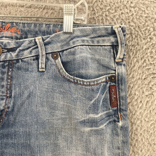 Silver Jeans Co Laura Bootcut Jeans Mens 32 Blue Denim Low Rise 5 Pocket Zip Fly - Picture 4 of 17