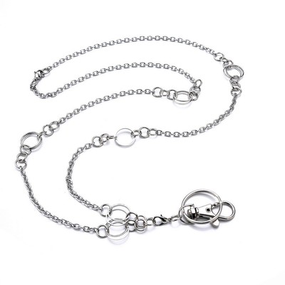 LUXIANDA Lanyards for ID Badges, Fashionable Stainless Steel Necklace, Key Ch...