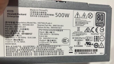   HPE HSTNS-PL40-1   500W   80 Plus Platinum - Server  Power Supply 