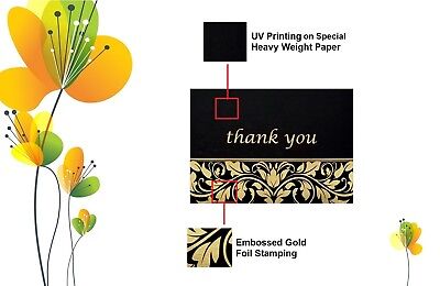 100 Thank You Cards BULK Set With Envelopes 4x6 Inch 5 Designs Gold-embossed for sale online