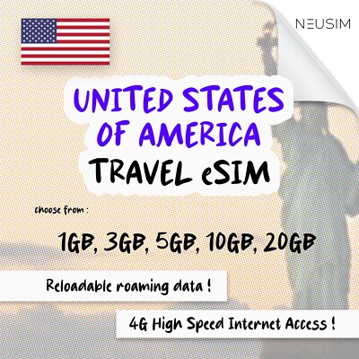 NeuSIM USA eSIM 5-20GB Data | Same Day DELIVERY!