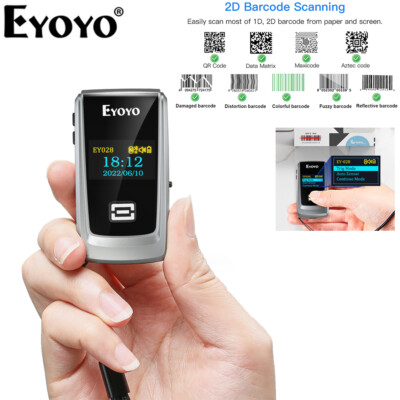 Eyoyo Mini 2D Barcode Scanner LCD Display 1D QR Code Bluetooth Reader für iOS PC