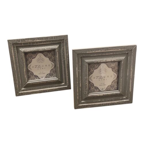 Azzure Home Wood Photo Frame Distressed Look Square 4x4" Photo Tabletop Wall Lot