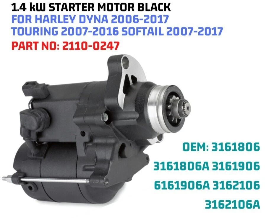 Motor de arranque de arrastre 1,4 kW doble cámara Softail/Touring 07-16 Harley Davidson 31621-06 Foto 3 de 4
