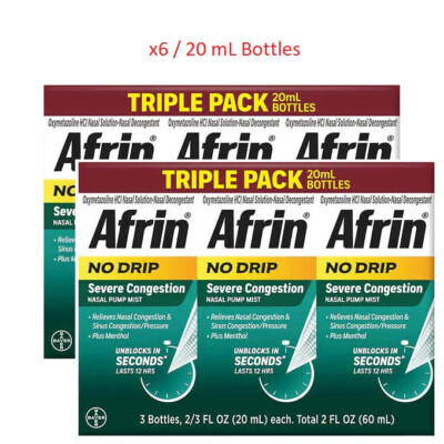   Afrin No Drip Severe Congestion . 6-PACK . x6/20ml  Free Shipping!  