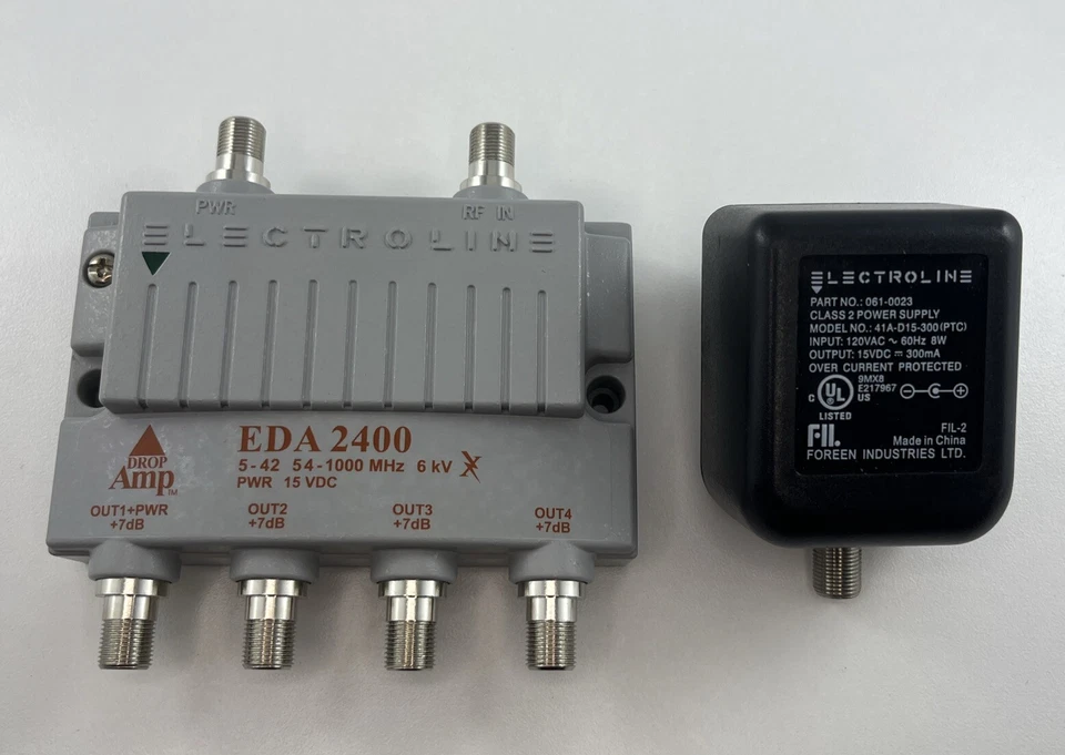 Electroline EDA 2400 4Port Cable TV HDTV Signal Booster/Amplifier w/Wall Adapter - Image 2 of 4