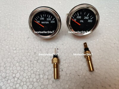 #ad 2quot; 52mm Electrical Water Coolant and Oil Temp Gauge with senders black Face $24.41