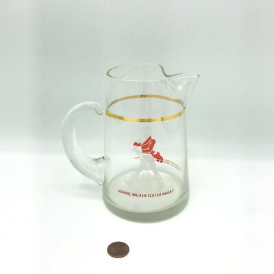 Vintage Johnny Walker Scotch Whiskey Pitcher Barware Serving Liquor 