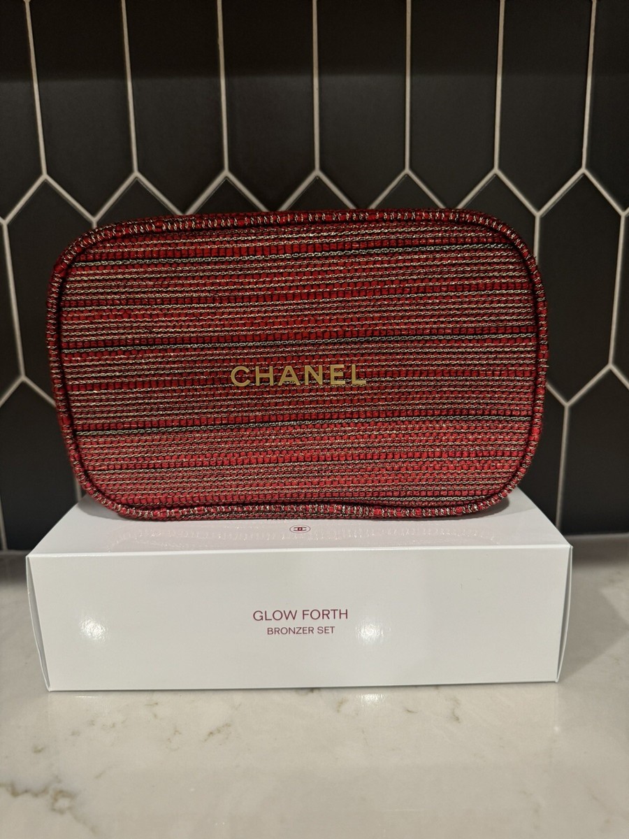 CHANEL MAKEUP ラメ　ツィード　ショルダーバッグ　レッド　ノベルティ CHANEL Makeup Bag Holiday Gift Set 2022 Red Gold Tweed Cosmetic