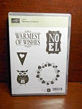 NEW Stampin' Up Unmounted Rubber Stamps Set of 5 Warmest Wishes Owl Wreath Noel