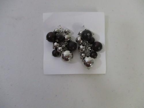 Chico's Women's Claire Multi Silver and Wooden Ball Earrings NWT 32 - Picture 4 of 7