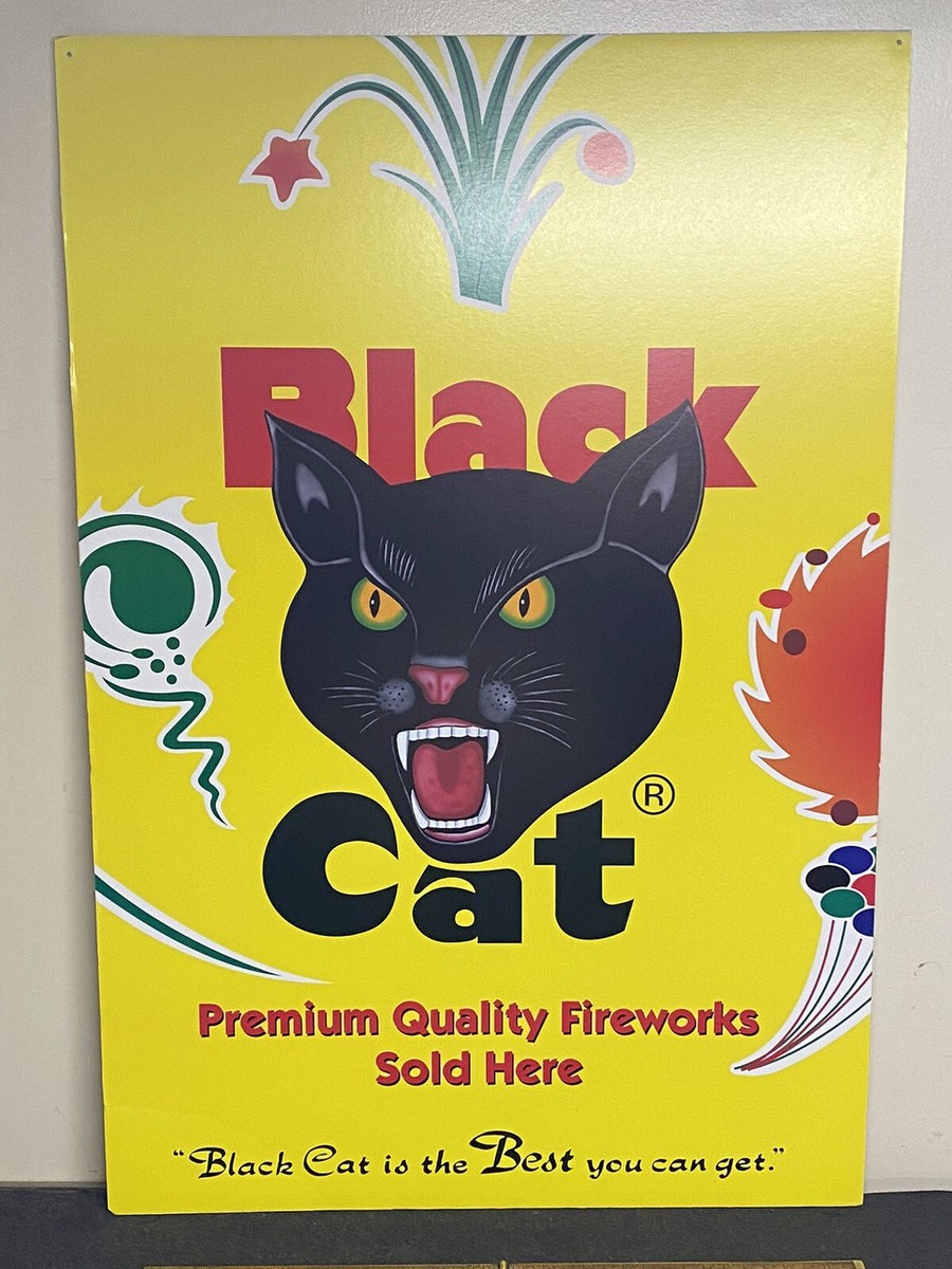 VINTAGE BLACK CAT FIREWORKS POSTER 20” X 30” On Added Hard