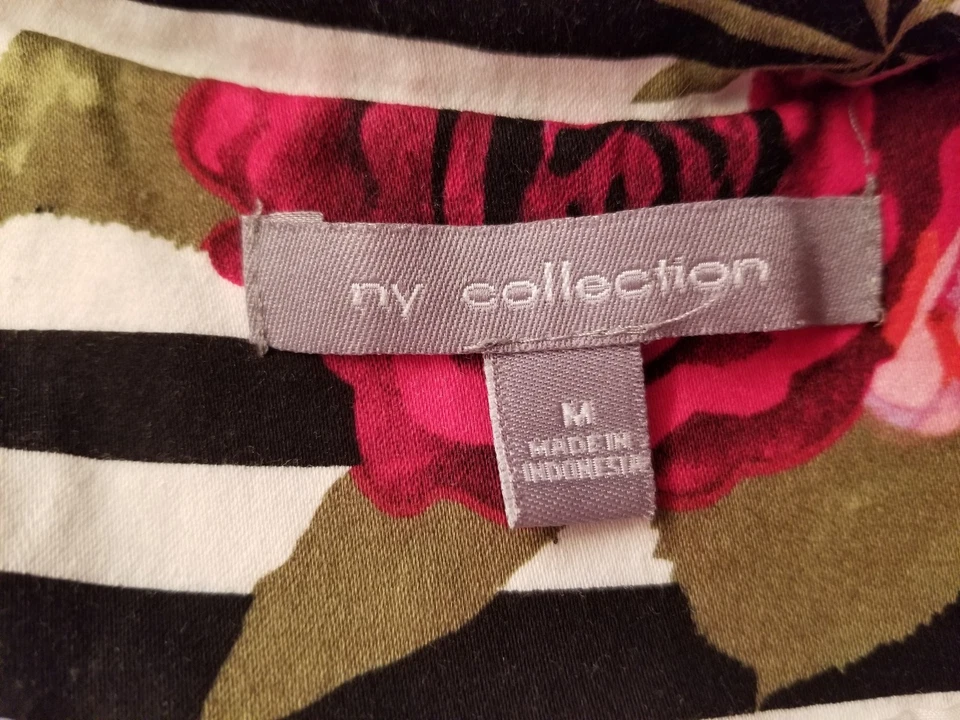 NY Collection Womens Blazer Coat Jacket Size M Medium Multicolor Striped Floral - Image 2 of 4