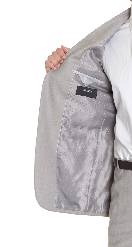 Alfani 红色修身浅棕色棕褐色 Stepweave 2 按钮羊毛混纺运动外套 40L — 第 3/4 张图片