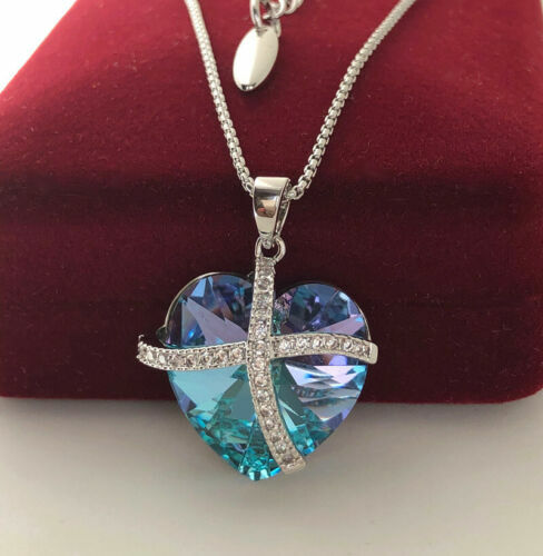 Titanic Heart Of The Ocean Women Blue Crystal Necklace With