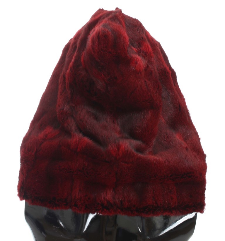 Dolce & Gabbana Bordeaux Hamster Fur Crochet Hood Scarf Women\'s Hat DOLCE & GABBANA Bordeaux Hamster Fur Crochet Hood Scarf Hat  main image 2