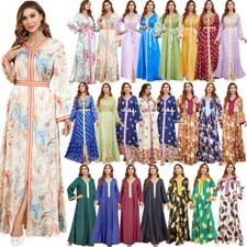 Ramadan Abaya Women Floral Party Kaftan Muslim Long Dress Dubai Islamic Caftan