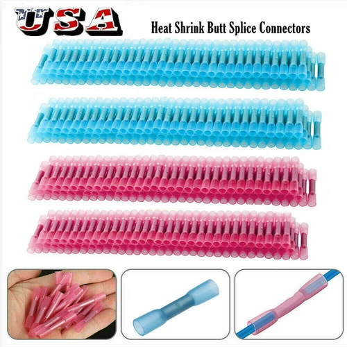 1000PCS Heat Shrink But Connectors Waterproof Electrical Wire Marine Butt Splice