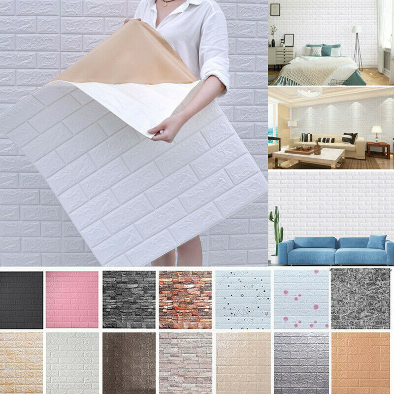 40Pcs Self Adhesive 3D Tile Foam Stick Wall Paper Brick Wall Sticky