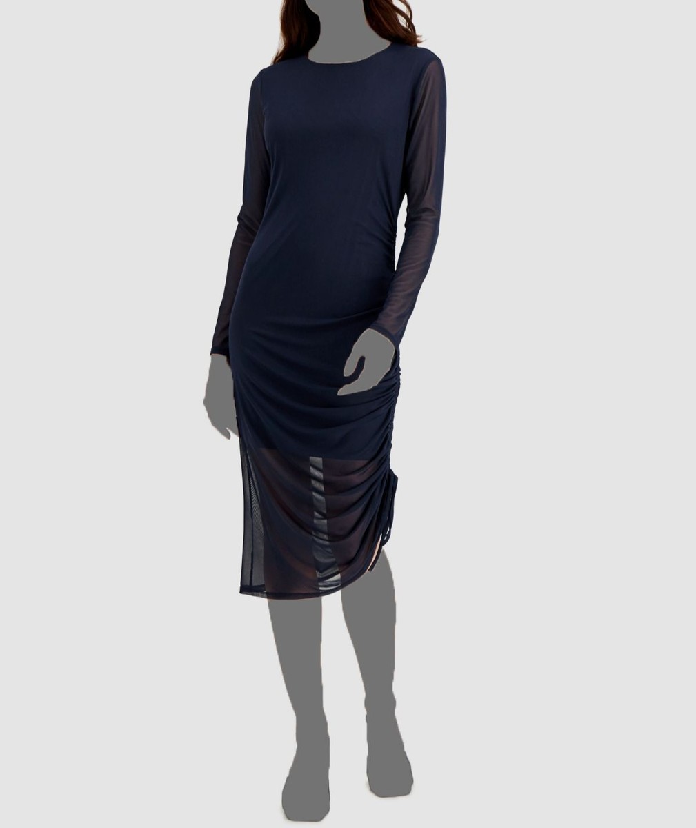 ruched drawstring bodycon dress INC International Concepts Women's Blue Size M Crafted from slinky fabric