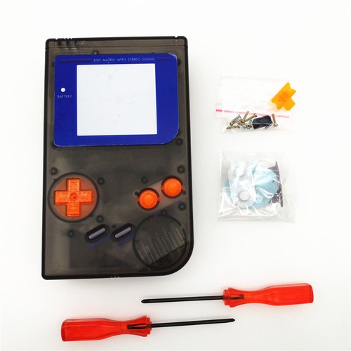 Clear Black Housing Shell Case Orange Buttons For Nintendo Game Boy Classic - Picture 17 of 32