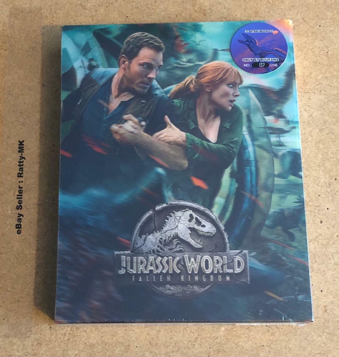 JURASSIC WORLD FALLEN KINGDOM - BLUFANS LENTICULAR 3D + BLU RAY STEELBOOK  NEW