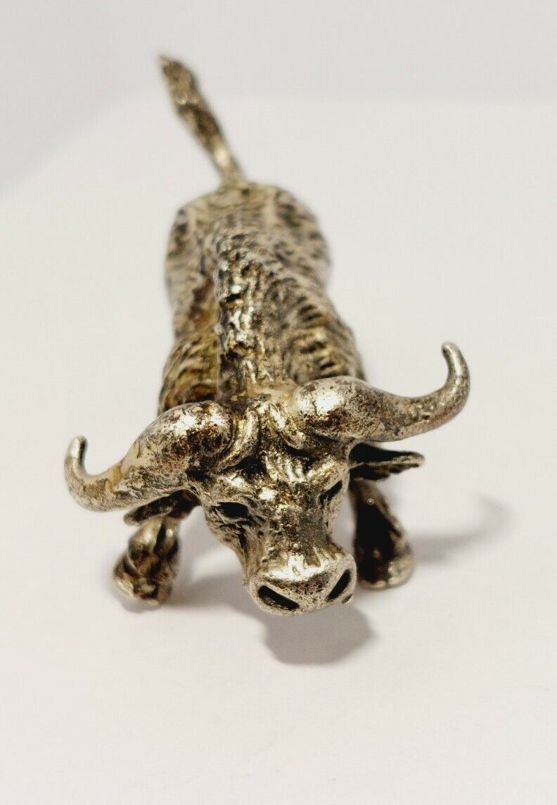 Vintage Solid Silver Italian made miniature American Bison Stamped 