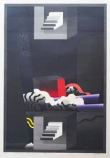 Akira Kurosaki Woodcut print “Composition of the Darkness C” Signed