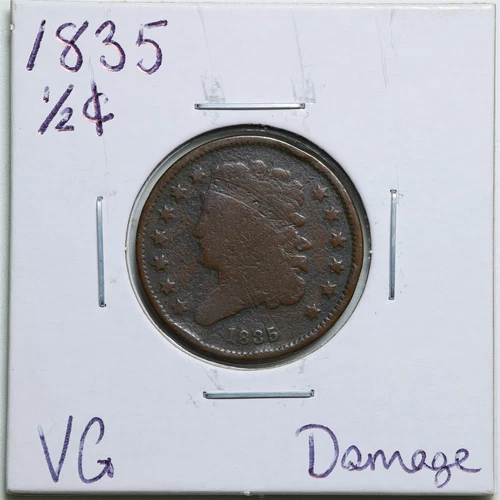 Photo of a 1835-P Half Cent from an eBay sale