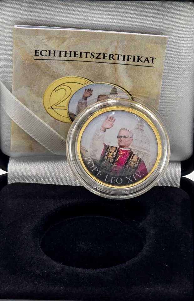 Pope Leo XIV 2 euro 2025 Gold Gilded color Coin - Image 2 of 4