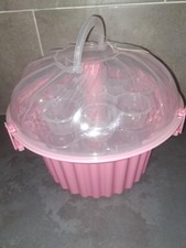 Pink Stackable Cupcake Carrier Box Holds 24 Mini Cupcakes Holder With Lid Handle