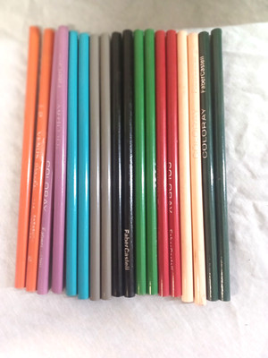 Lot Of 18 VINTAGE ART Pencils Coloray Faber Castle 9 Different Colors 2 pcs each