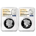 2024 S MORGAN & PEACE SILVER DOLLAR  2PC SET NGC PF70 Ultra Cameo