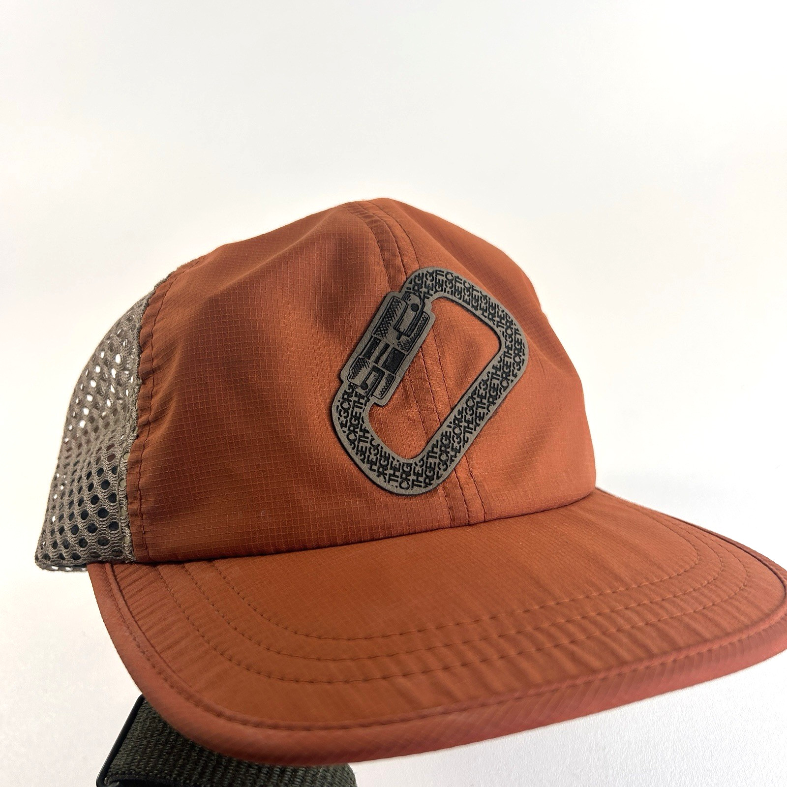 Carabiner Hat Cap Strapback Mesh Patch Orange Out… - image 9