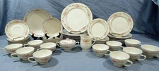 54PC ROSE CHINA DUBOIS FLORAL DINNERWARE DISH SET SERVICE FOR 8 + CREAMER/SUGAR