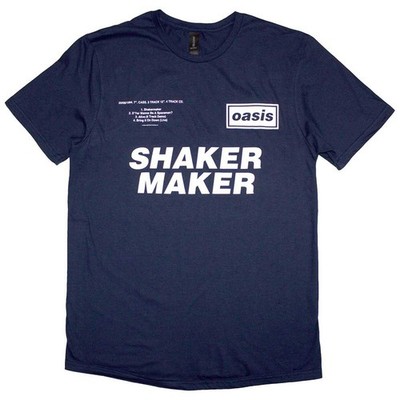 Men's Oasis Shakermaker Tracklisting T-shirt Small Navy Blue