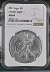 2021 Bullion Silver Eagles NGC MS-69 Heraldic Eagle T-1