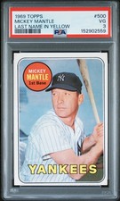 1969 TOPPS LAST NAME IN YELLOW #500 MICKEY MANTLE PSA 3