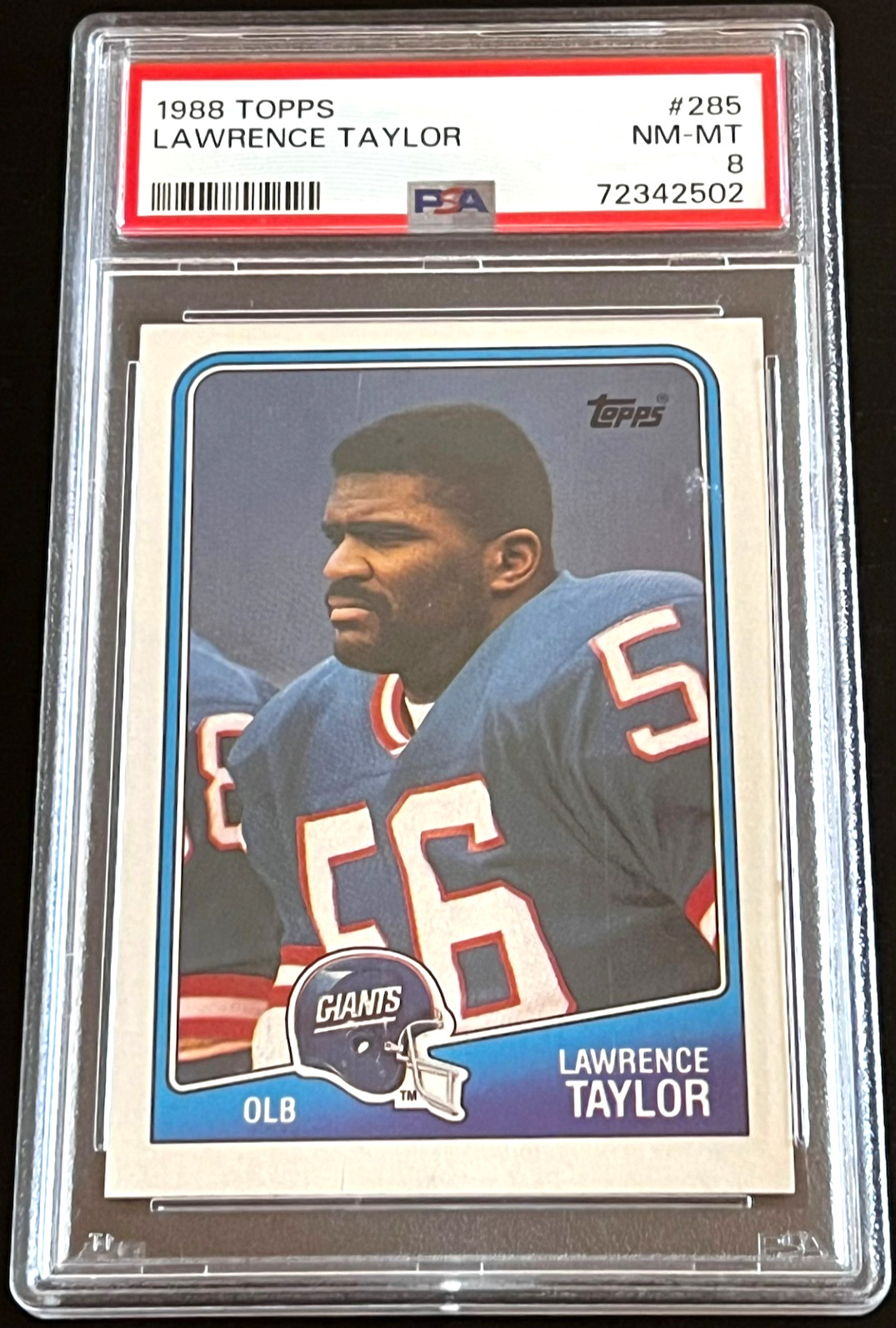 1988 TOPPS #285 LAWRENCE TAYLOR PSA 8 HALL OF FAME - WE COMBINE SHIPPING