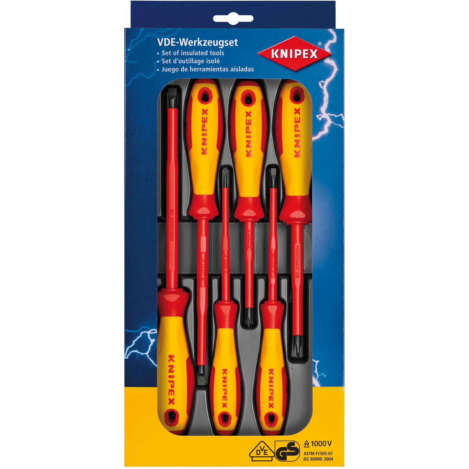 Knipex VDE Screwdriver Set, 6 Piece KPX002012V01 - Image 2