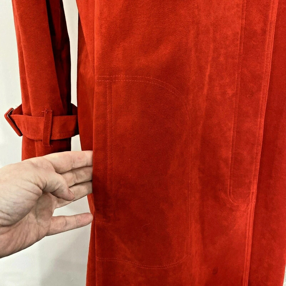 Gabardina midi vintage Lilli Ann roja ultrasuede midi de Adolph Schuman talla M/L Foto 3 de 4