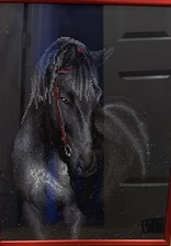 Black Horse Diamond Art Framed Canvas