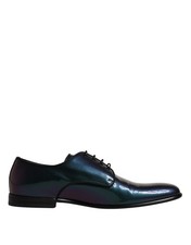 Dolce & Gabbana Peacock Patent Leather Derby Men Dress Men's Shoes Authentic