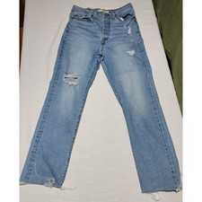 Levi's Wedgie Straight Distressed High Rise Jeans 28x28 Light Wash