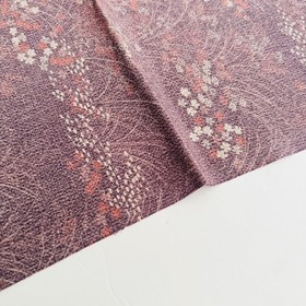 Mauve Wildflower #C 7x58 Vintage Chirimen Japanese Kimono Silk Fabric CK69